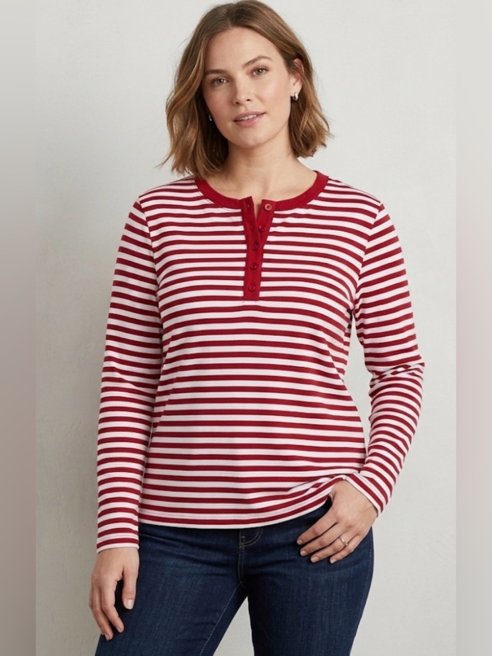 NWOT!! Karen Scott Striped Long Sleeve Top in Red and White Size 0X